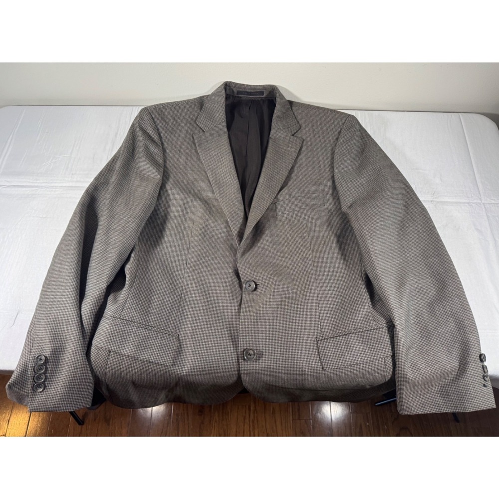 Hugo Boss Pasini2 Comfort Blazer 42R Brown Houndstooth Lanificio Tesse Wool